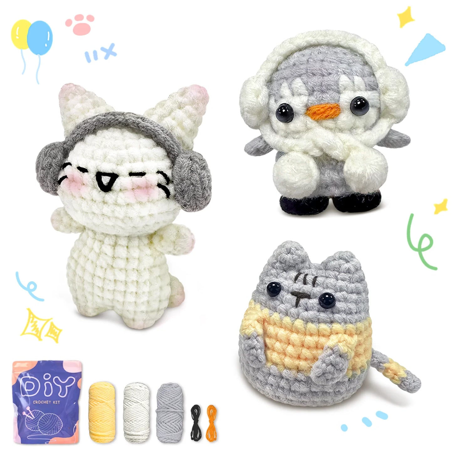 Animal Crochet Kit for Beginners - DIY Starter Set with Step-by-Step Knitting & Craft Supplies