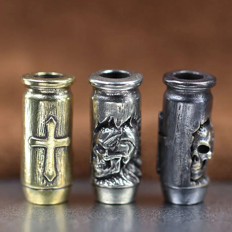 Skull Cross Bullet Brass Beads - EDC DIY Paracord Bracelet, Lanyard Keychain Pendant & Outdoor Accessories Gift