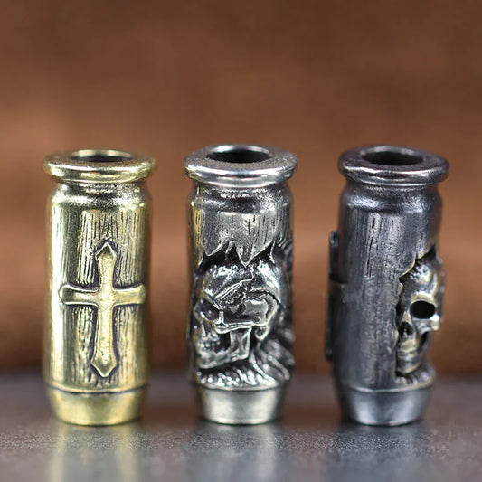 Skull Cross Bullet Brass Beads - EDC DIY Paracord Bracelet, Lanyard Keychain Pendant & Outdoor Accessories Gift