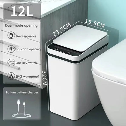 12L Smart Sensor Trash Can - Automatic Touchless Waste Bin with USB Charging for Kitchen & Home