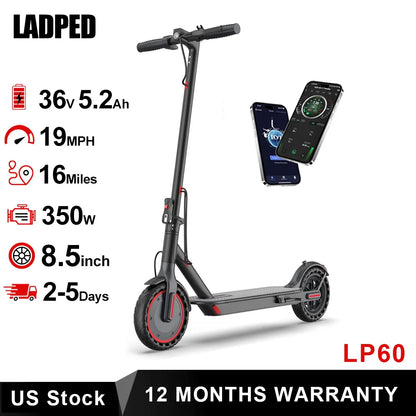 AOVOPRO LP60 Electric Scooter 350W – 19mph Foldable E-Scooter with 8.5" Tires, 16 Mile Range for Adults