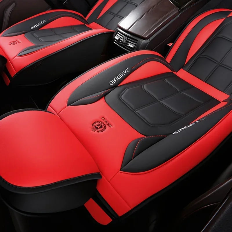 Universal Full Leather Car Seat Cover - All-Season Driver & Passenger Seat Cushion Pad