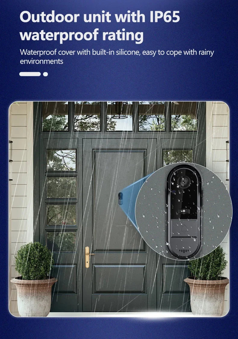 4.3" HD Wireless Video Doorbell — Night Vision, Waterproof Smart Home Intercom Camera