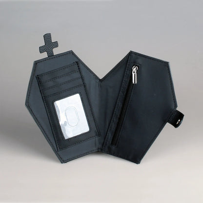 Niche Coffin-Shaped Clutch Wallet – Women's Bifold Coin Purse, Halloween Gift Idea
