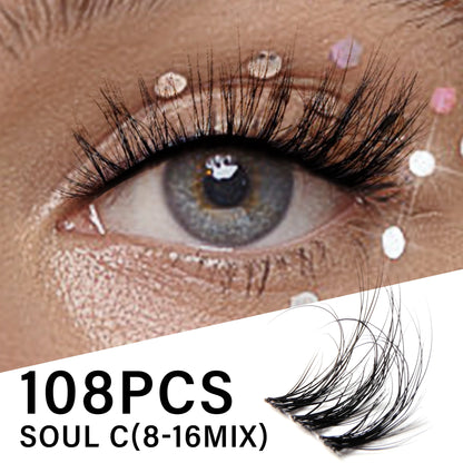 Individual Cluster Lashes C Curl – 3D Wispy DIY Extensions, 0.1mm Thin Band, Reusable & Natural