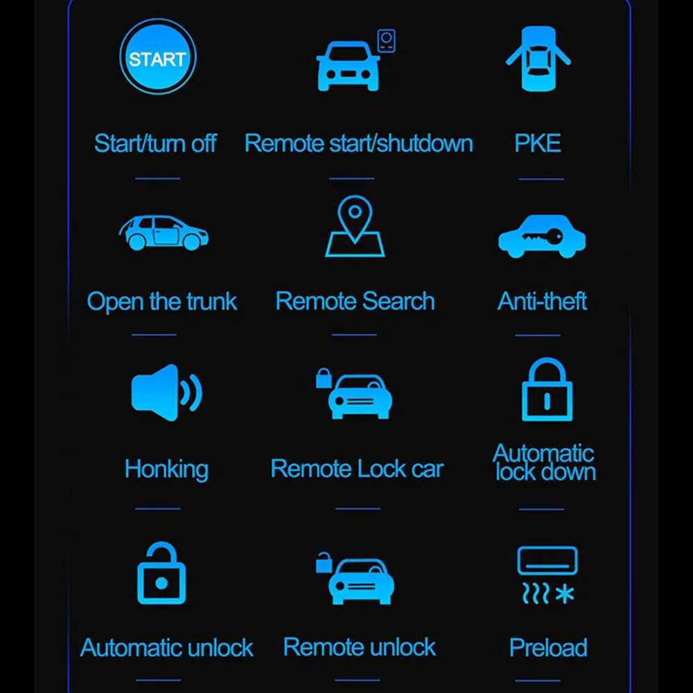 Universal Car Remote Start Stop Kit – Bluetooth Mobile App Engine Start, Keyless Entry, PKE Alarm & Trunk Control System