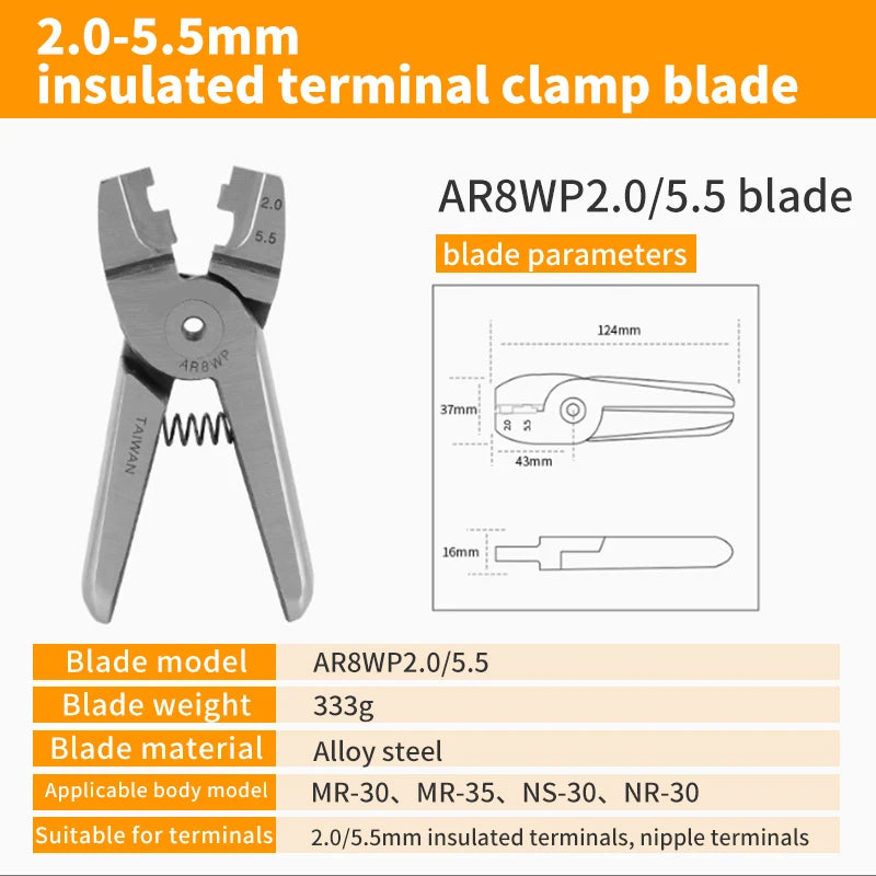 MR-30 Pneumatic Crimping Pliers Cutter Head - Air Shears Tool Part for AR8WP, A8WP3 & A8WP Terminals