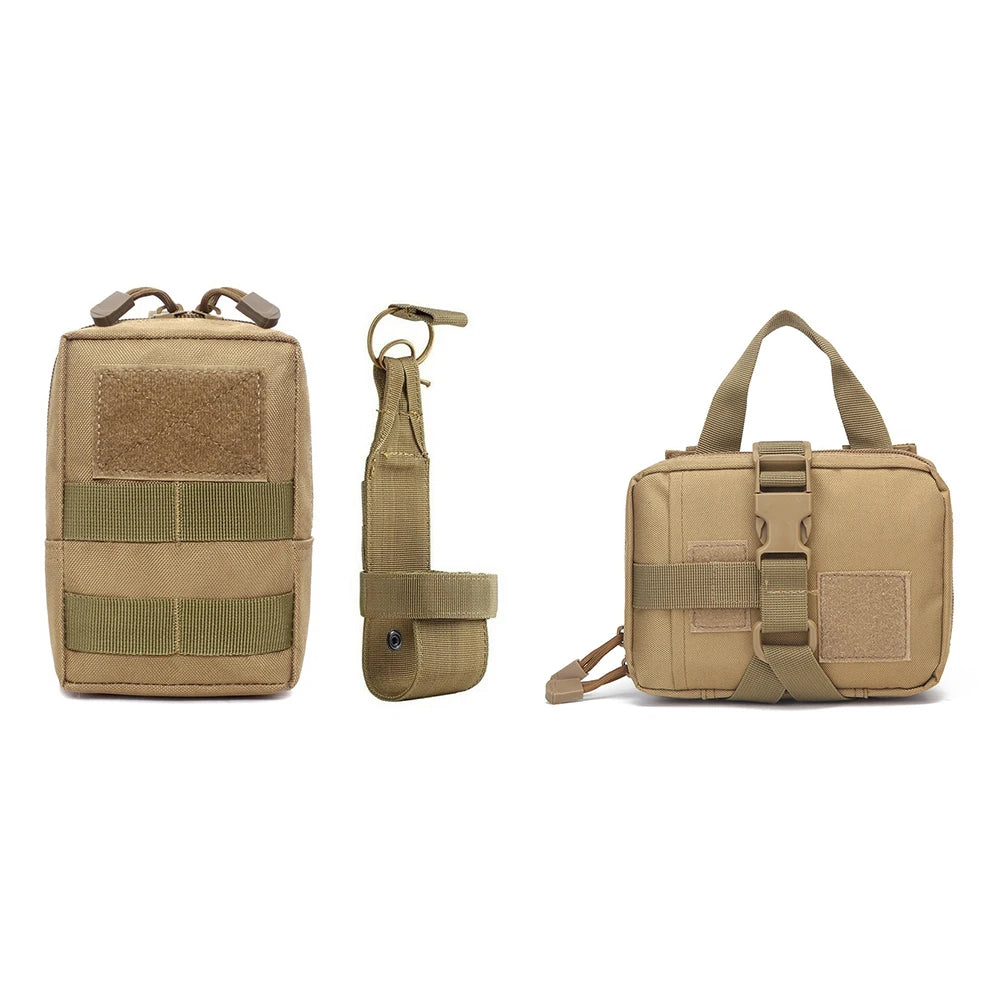3Pcs Dog Tactical Harness Bags — 2 Pouch MOLLE Set & 1 Belt Bottle Holder for Military Training & Outdoor Use