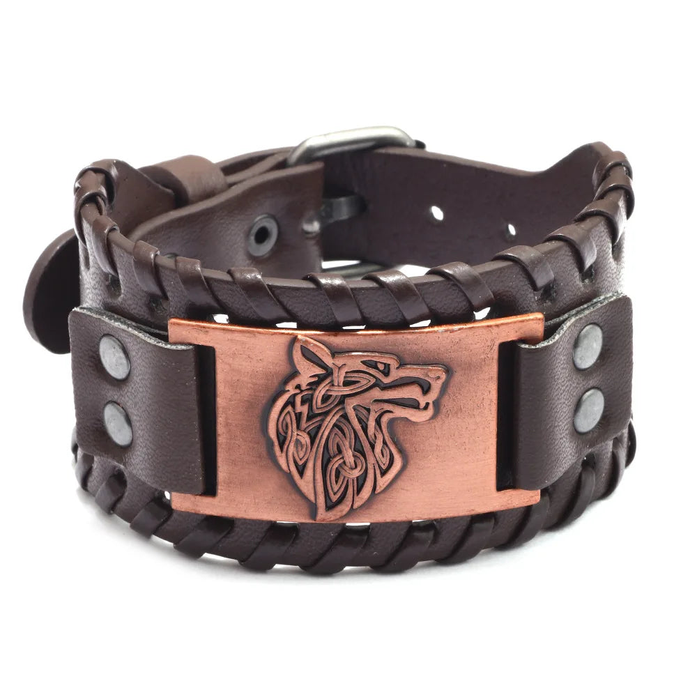 Trendy Viking Bracelet – Nordic Rune Compass & God Bird Charm Leather Woven Jewelry for Men, Fashion Accessory & Party Gift