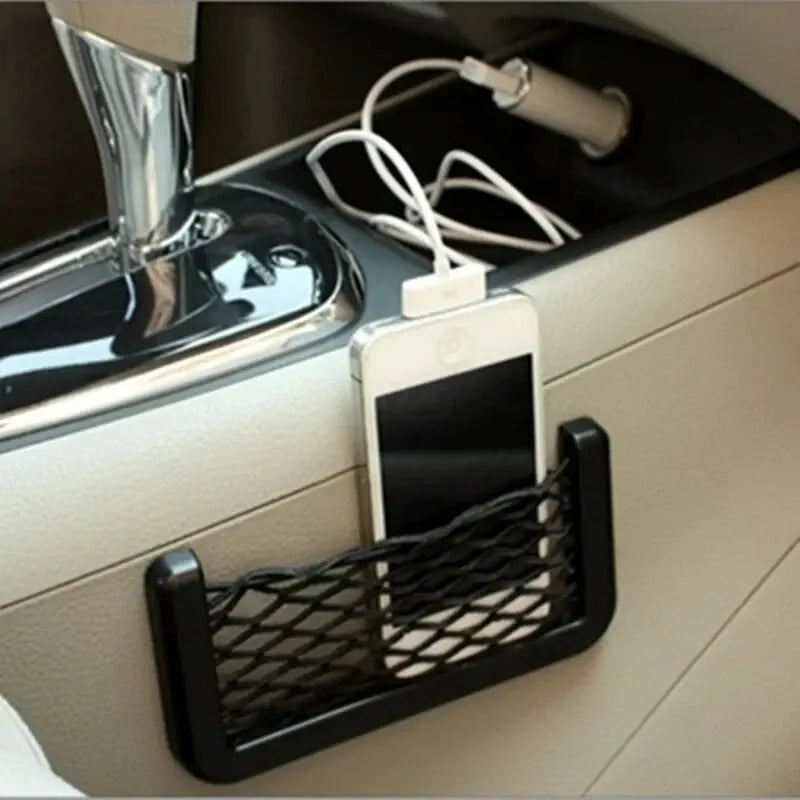 Car Seat Side Storage Bag - Elastic Mesh Pocket Organizer for Phone & Interior Accessories