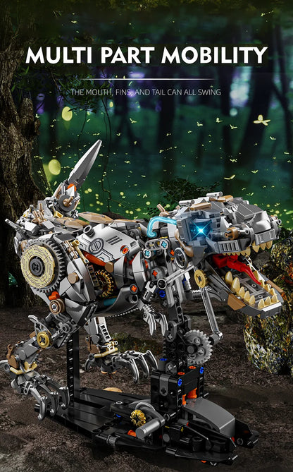 Mechanical Animal Building Blocks – T-Rex, Whale, Parrot, Devil Ray & Shark Model with Lights for Kids & Adults
