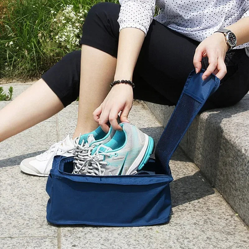 Breathable Sneaker Travel Bag - Waterproof Foldable Shoe Organizer with Separate Pocket for Home and Travel Storage
