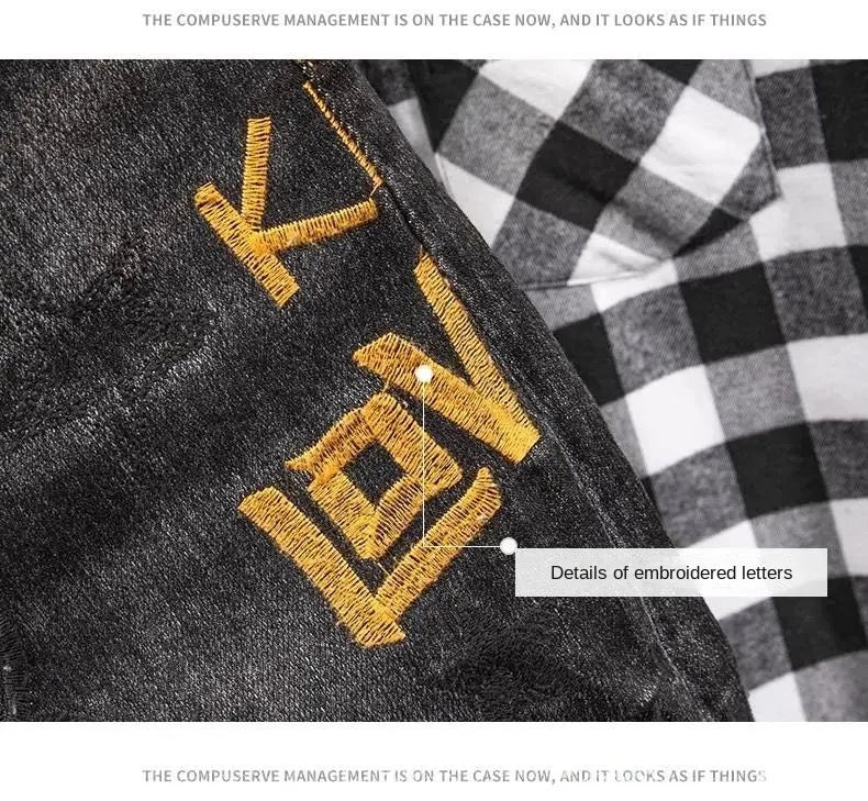 Luxury Korean Streetwear Slim Fit Denim Jeans – Punk Style with 3D Embroidery for Spring & Autumn