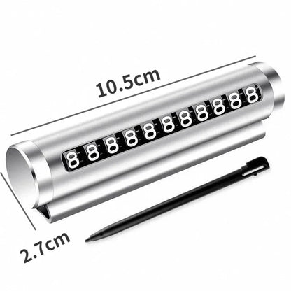 Metal Car Temporary Parking Card – Rotating Phone Number Plate, Aluminum Stickers for Park Stop, Auto Parking Accessories