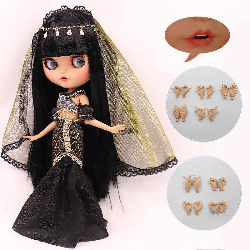 ICY DBS Blyth Doll – 1/6 Joint Body BJD Anime Girl with Tan Skin, Matte Face & Pouting Mouth OOAK OB24