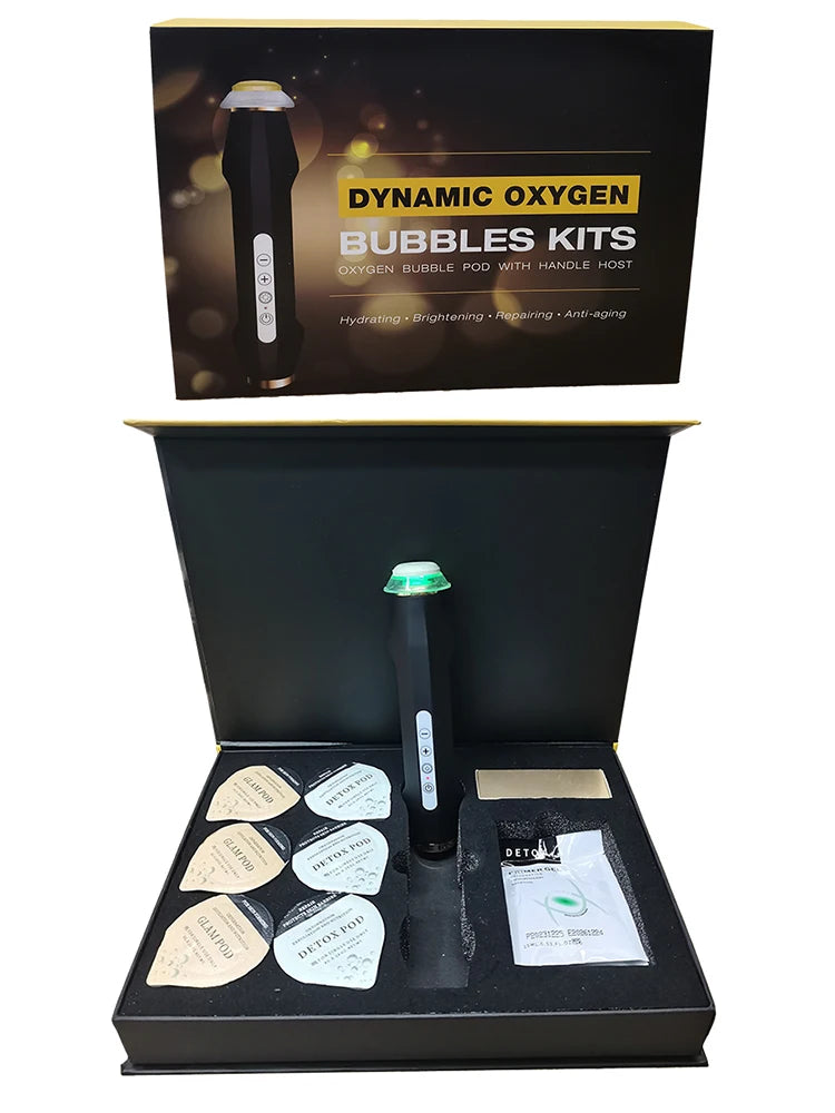 2024 CO2 Bubble Oxygenation Facial Machine — Rechargeable Skin Tightening with Capsules, Pods & Gels Box Set