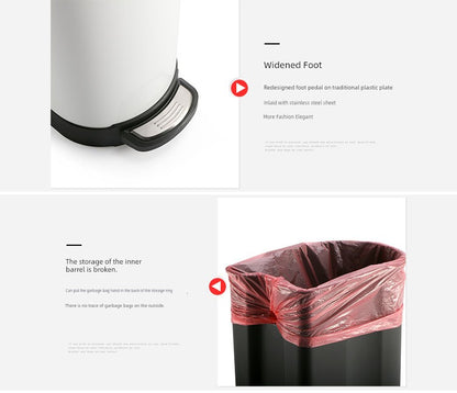 Stainless Steel Pedal Trash Can – Large Home & Living Room Trash Bin with Lid, Nordic Style Bathroom Waste Bin