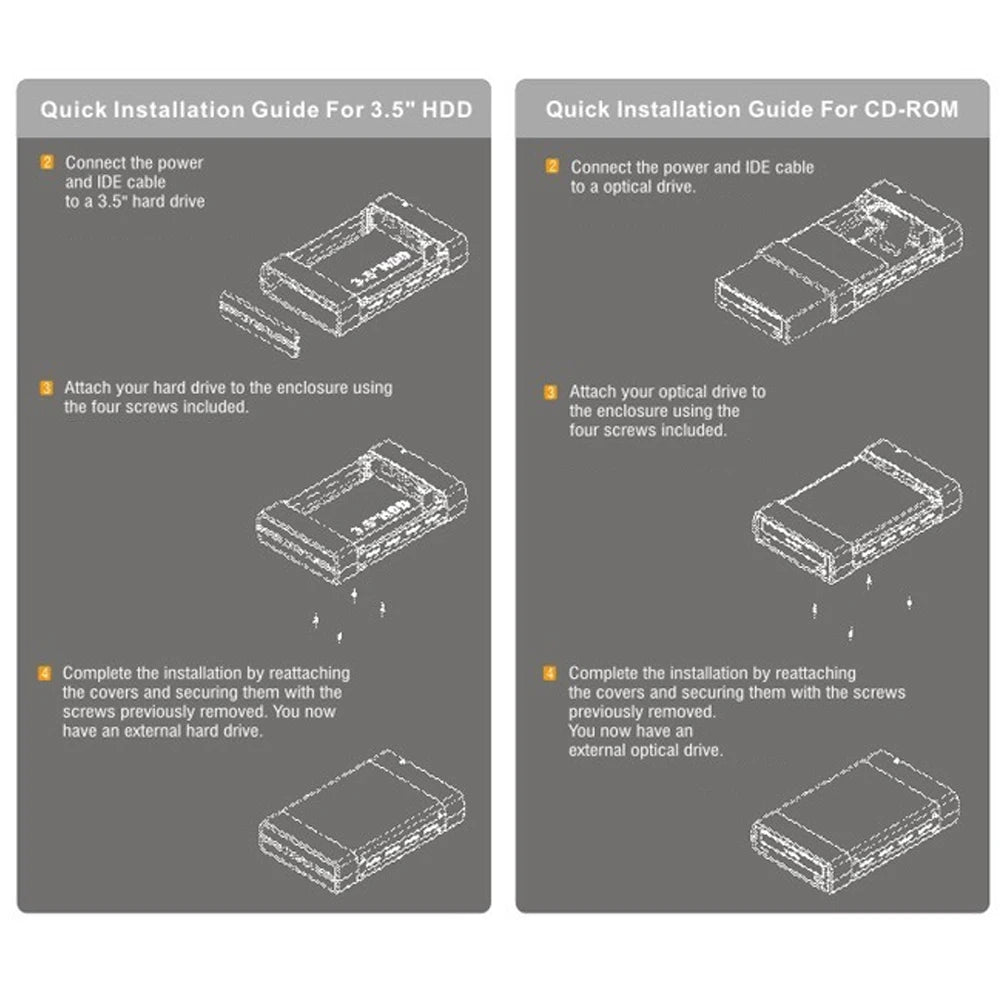 5.25-inch USB 2.0/3.0 SATA External Optical Drive Case – Enclosure Adapter for Windows, Mac & PC