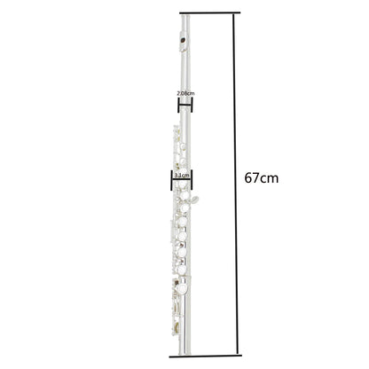 SLADE 16 Closed/Opened Hole C Key Professional Transverse Flute – Concert Musical Instrument with Box, Cleaning Cloth, Stick & Gloves