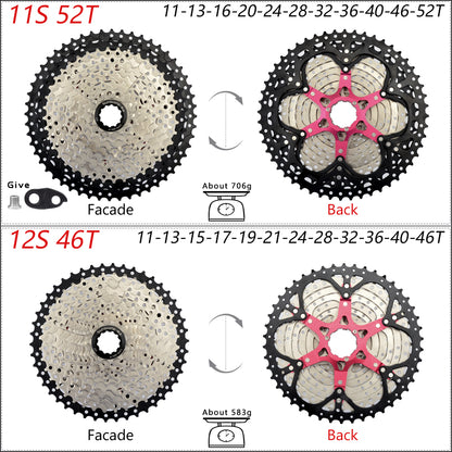 SUNSHINE Bicycle Cassette 8-12 Speed Freewheel - 32T to 52T Sprocket for Shimano/SRAM HG Flywheel