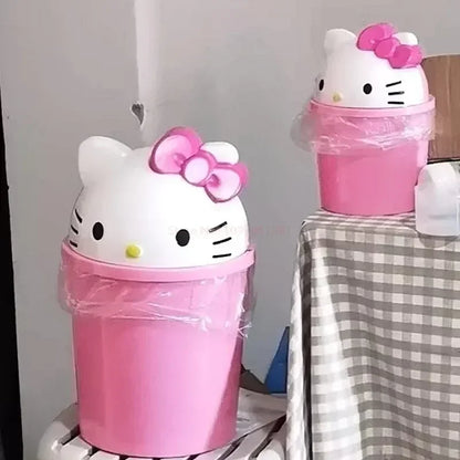 Sanrio Hello Kitty Kawaii Trash Can – Cute Dustbin for Bedroom & Living Room Garbage Disposal