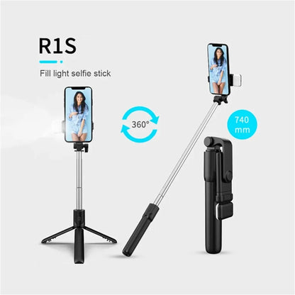 Portable Bluetooth Selfie Stick Tripod with Remote Shutter & Fill Light – Extendable Wireless Phone Stand