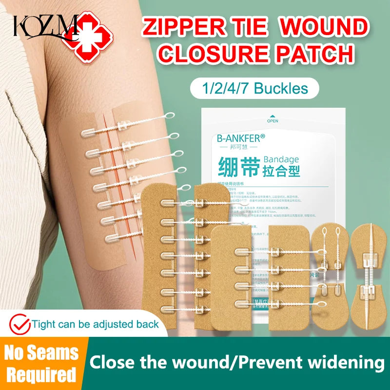 Zipper Wound Closure Patch - Portable Suture-Free Wound Dressing Strip for First Aid and Outdoor Use