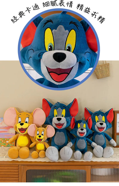 35/45/65cm Cute Cat & Mouse Plush Doll — Large Tom & Jerry Cartoon Stuffed Toy, Children's Soothing Companion Gift