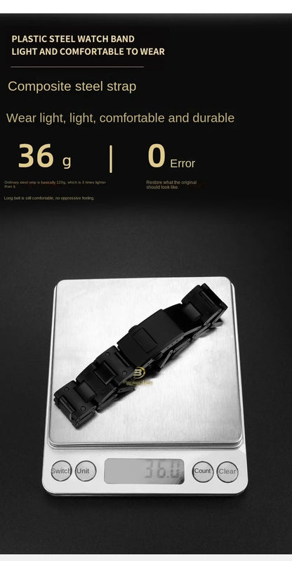 Black Red Lightweight Composite Plastic Steel Watch Band for Casio GW-B5600, DW5600MS, DW6900, GA2100 – Durable Replacement Strap Bracelet