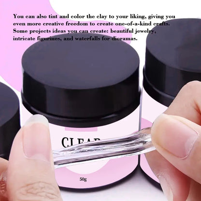 3D Resin UV Clay 100g — Non-Toxic DIY Sculpting Material for Handcrafts & Silicone Molds, Clear