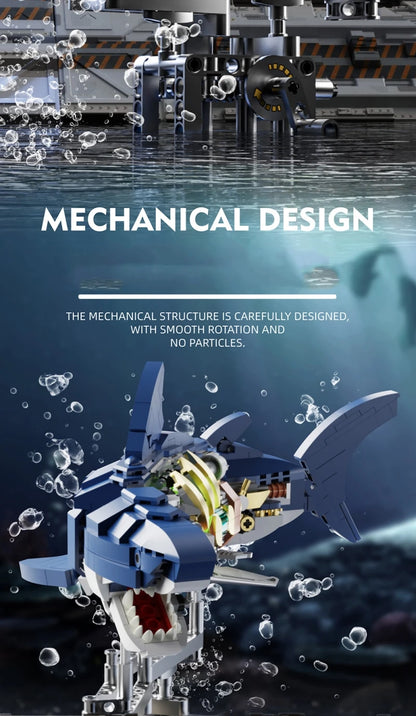 Mechanical Sea Animal Building Blocks Toy – Whale Shark, Octopus, Piranha & Manta Ray with Motor and Lights for Kids