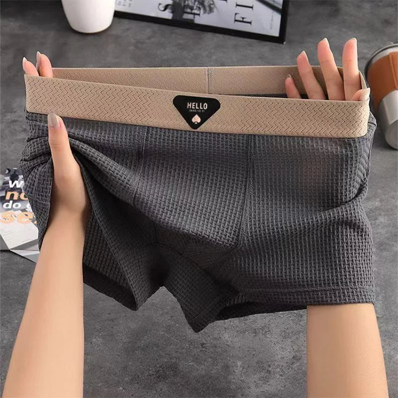 Men’s Ice Silk Boxer Shorts - Breathable Plus Size Underwear with Comfortable Fit