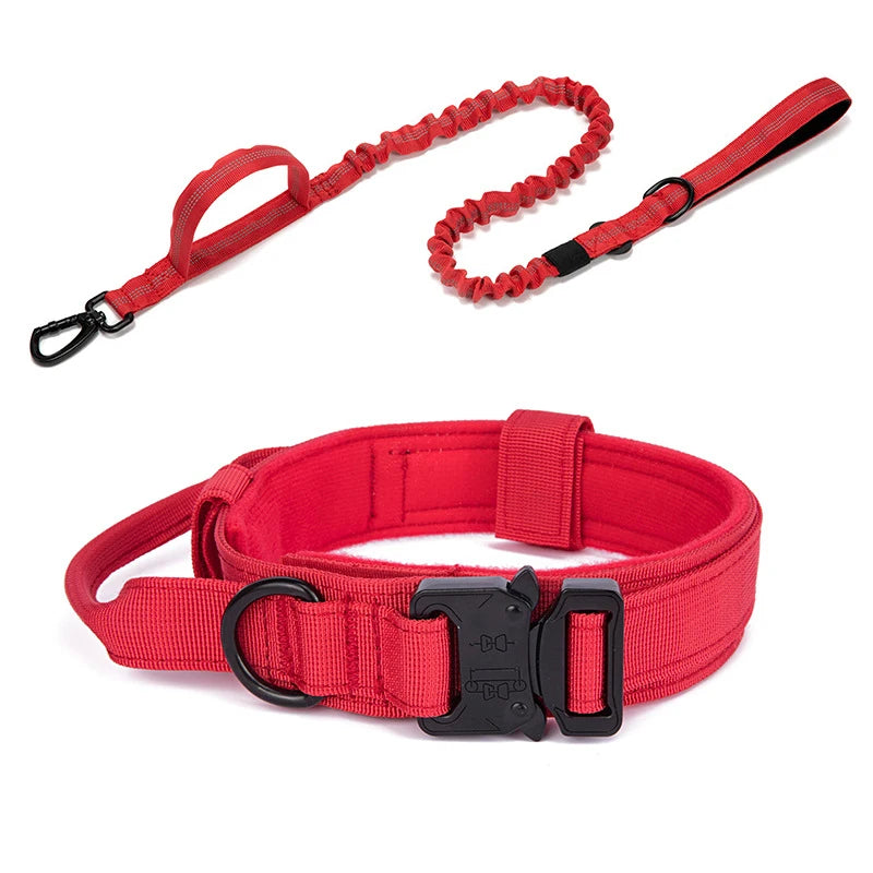 Durable Nylon Pet Dog Collar & Leash Set – Reflective Tactical Training Collar for Large Dogs