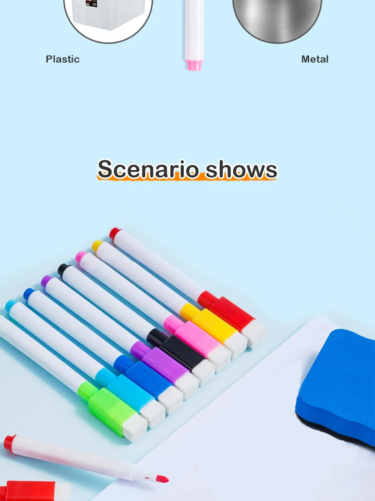 Magnetic Erasable Whiteboard Pen — Colored Blackboard Marker for Classroom, Office, Note-Taking & Teaching Supplies