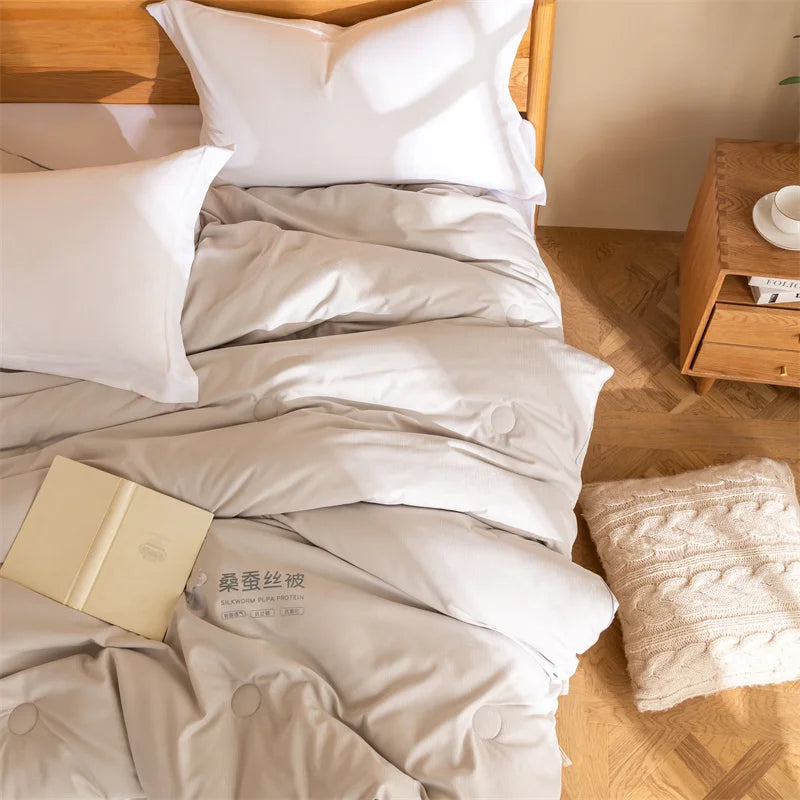 Natural Mulberry Silk Comforter - Four Seasons Bedding Quilt, Summer/Winter, Thin/Thick, Single/Double Hotel Blanket Duvet