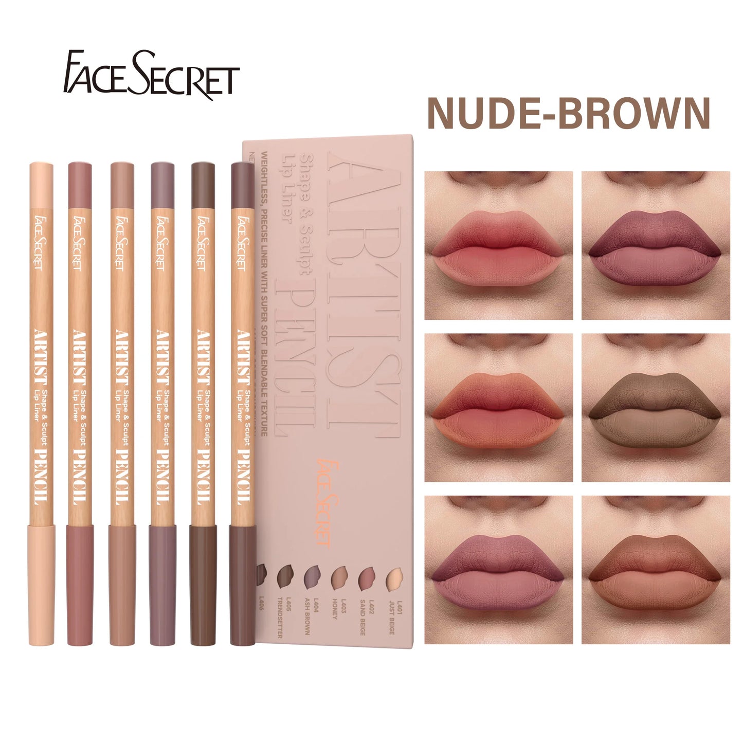 Face Secret Artist Shape Sculpt Matte Lip Liner Pencil Set – Weightless, Precise & Soft Blendable Texture