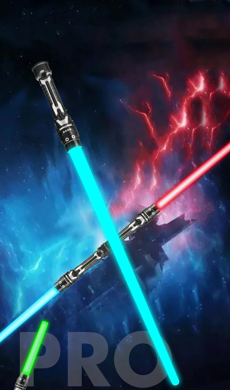 Colorful Glowing Laser Sword Toy – Red & Blue Double Saber with Music & Flashing Lights