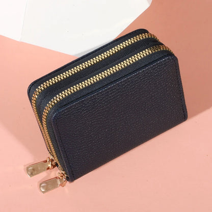 Women’s Short Zipper Purse with Lychee Pattern – Fashion Large Capacity Multi-Card Slot Coin Purse