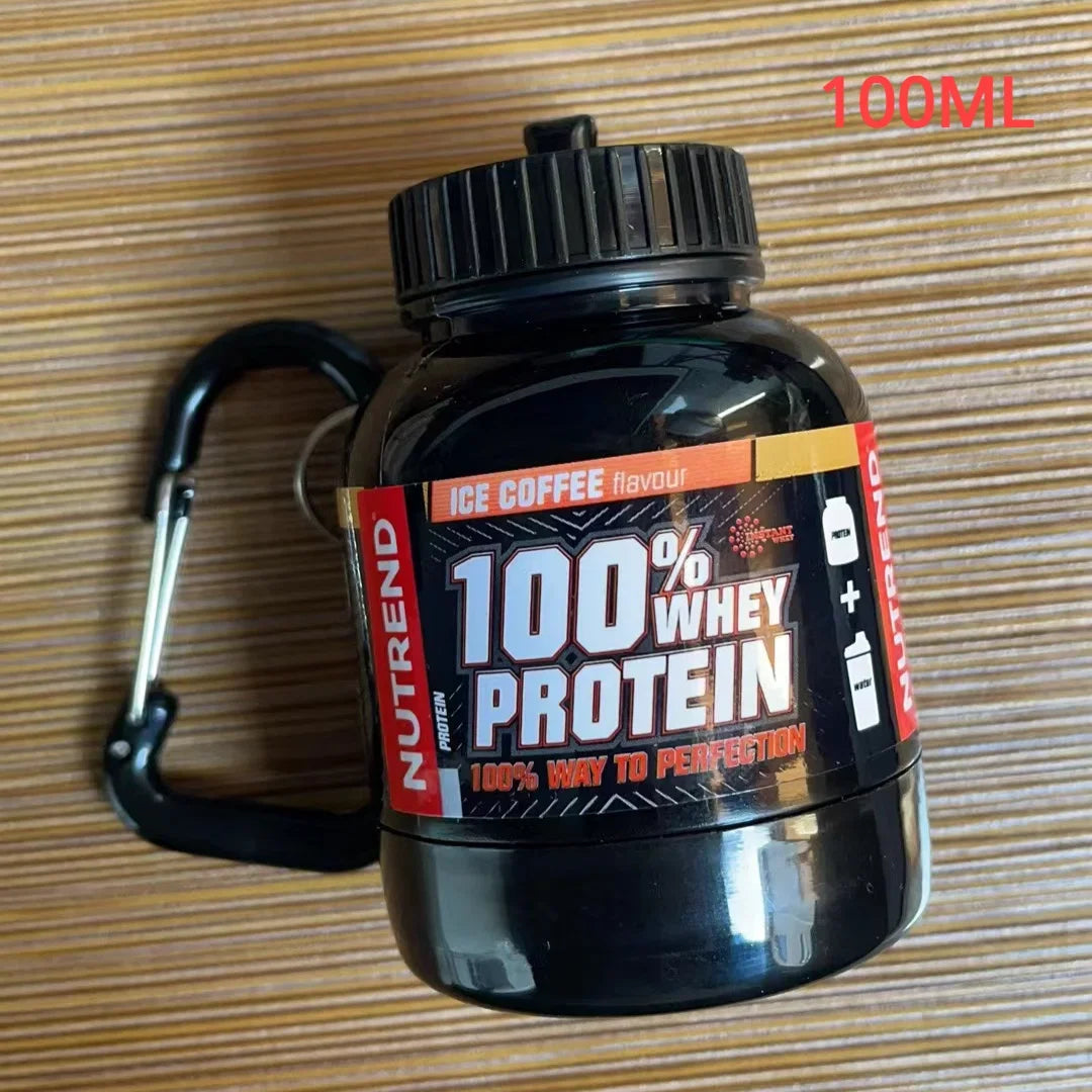 100/200ML Portable Mini Protein Powder Bottle — Keychain Health Container with Funnel for Sports & Outdoors