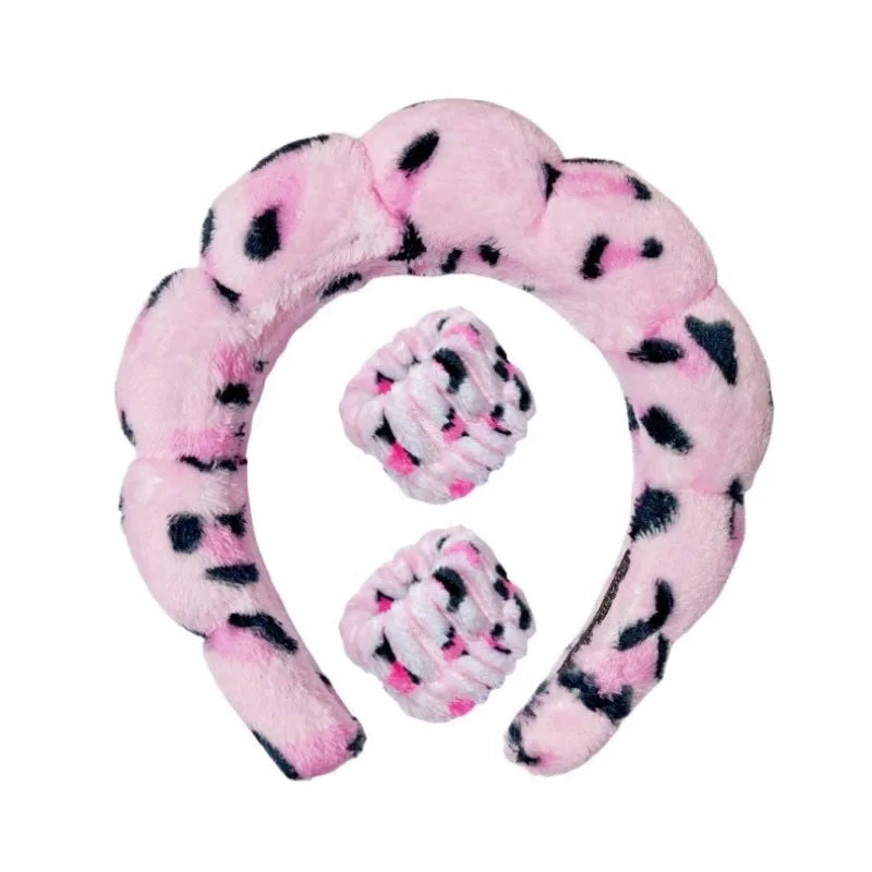Sponge Spa Headband with Wristbands – Wide Padded Face Washing, Skin Care, Makeup Removal & Shower Headband for Women & Girls