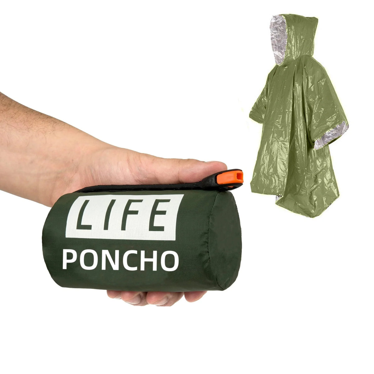 LIFE Emergency Survival Rain Poncho - Thermal Waterproof Heat Reflective Camping and Hiking Raincoat