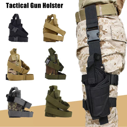 JSJM New CS Tactical Gun Holster - Right Handed Thigh Pistol Bag Pouch with Legs Harness, Suitable for All Handguns, Hunting Accessory