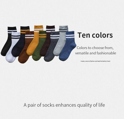 5/10 Pairs Striped Harajuku Retro Socks - Casual, Breathable Cotton Socks for Men & Women