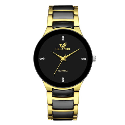 ORLANDO Men's Luxury Watch – Black & Gold Quartz Steel Wristwatch, Exquisite Fashion Relogio Masculino