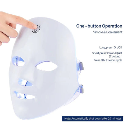 7-Color LED Face & Neck Beauty Mask - Photon Facial Mask with Skin Care Massager for Face and Neck