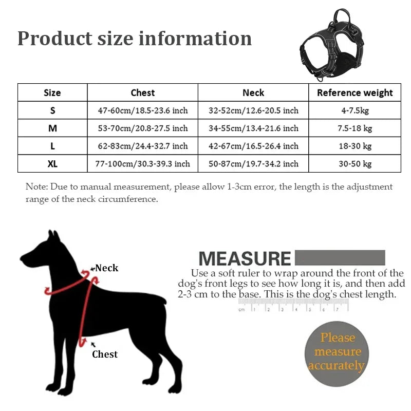 Adjustable No-Pull Reflective Dog Harness – Soft, Breathable Nylon Vest with Leash for Small & Large Dogs