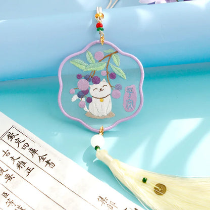 Handmade Embroidered Amulet DIY Kit – Easy Needlework Sewing & Car Pendant Needlepoint for Beginners