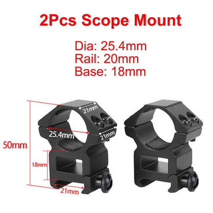 Hunting Rifle Scope Mount Ring – 25.4mm/30mm Tactical Scope & Flashlight Holder for 11mm/20mm Picatinny Rail