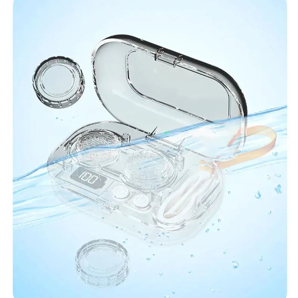 Rechargeable Portable Ultrasonic Contact Lens Cleaner Machine – Fits Soft, Colored, RGP & OK Lenses for Deep Cleaning & Eye Care