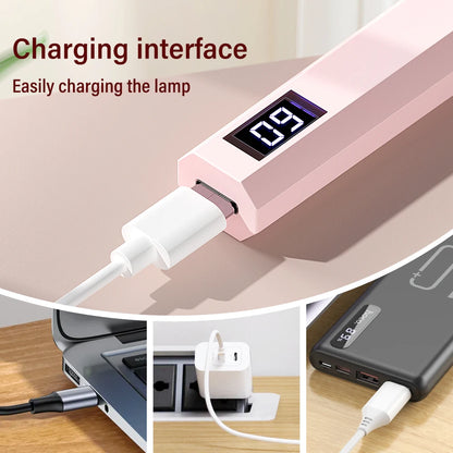 Portable Mini Nail Lamp with Timing Display – Rechargeable UV LED Flashlight Nail Dryer for Quick Family Use